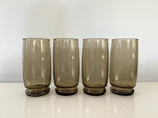 Set of 4 Vintage Anchor Hocking 16 fl oz Glass Iced Tea Tumblers Smoke