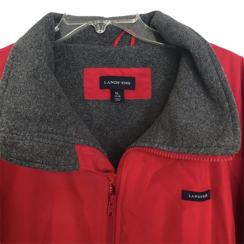 Lands End Mens Fleece Lined Soft Shell Red Jacket Coat Sz XL 46-48 EUC - Picture 2 of 7