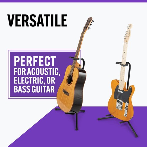 Höhenverstellbarer schwarzer Gitarrenständer mit Stativfuß und rutschfester Polsterung - Bild 6 von 6