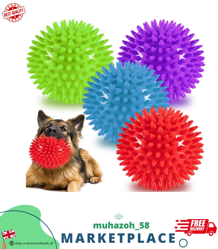 4 Pack 12cm Squeaky Dog Balls Toys for Medium Large Dogs Indestructible Dog Toys