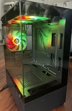 Gaming Computer Case with RGB Fans Tempered G...