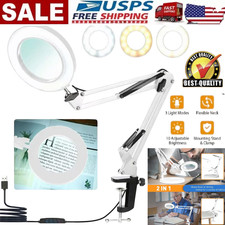 10X Magnifying Glass Desk Light Magnifier LED Lamp Reading Lamp With Base /Clamp