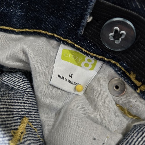Crazy 8 Girls Size 14 Dark Denim Straight Distressed Jeans - Afbeelding 11 van 11