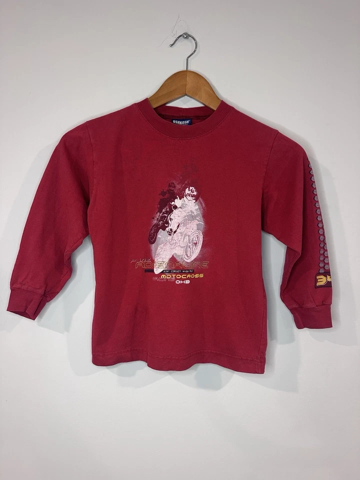 Camisa De Colección OshKosh Niño Manga Larga Talla 6 Motocross Motocicleta Carreras Foto 2 de 4
