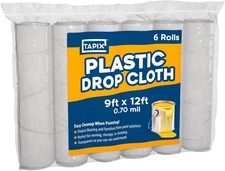 Painters Plastic Drop Cloth 6 Pack, 9x12 Feet, Tarp 6 Clear 