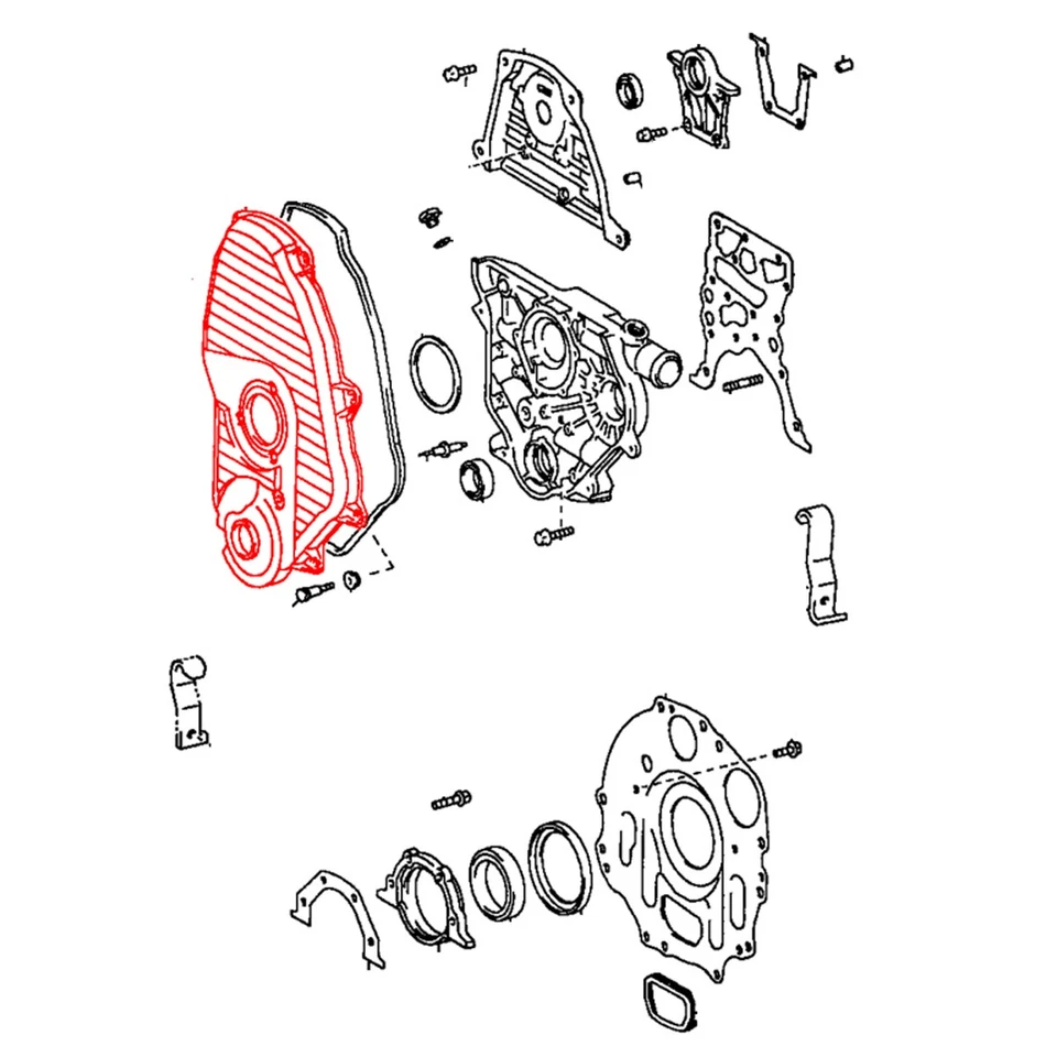 Cubierta de correa de cadena de distribución del motor Fit 2005-2012 Toyota Fortuner Hilux SW4 LAN50 5LE Foto 4 de 4