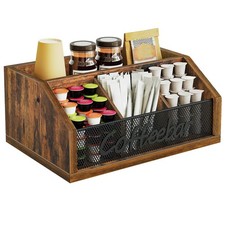 Coffee Station Organizer, Wooden Coffee Bar Organizer for Countertop, Versati...