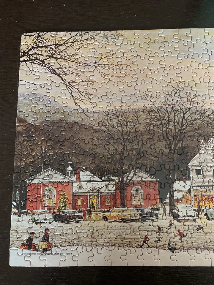 Vintage Norman Rockwell “Stockbridge Main Street At Christmas” Panorama Puzzle - Image 2 of 4
