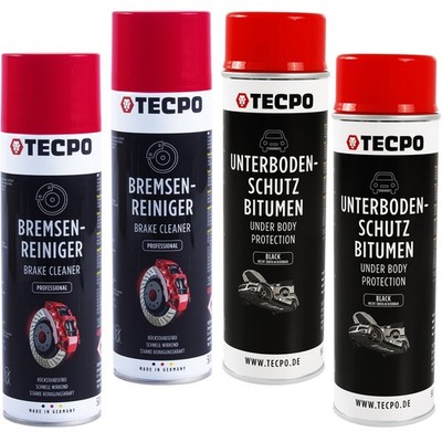 2x 500ml TECPO BREMSENREINIGER BRAKE CLEANER + 2x 500ml UNTERBODENSCHUTZ SPRAY