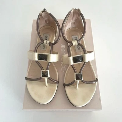 JIMMY CHOO 141 VALAIRE Sandales Mules À Clous En Cuir Femmes Taille 36 - Photo 1/4
