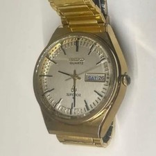 Seiko Superior 4883-8001 Vintage Day Date Gold St.Steel Quartz Mens Watch Auth