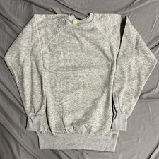 Vintage 70s NWT Gray Blank Crewneck Sweatshirt M Tri Blend Made In USA Pullover