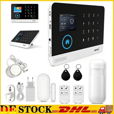 WLAN-Alarmanlage für Zuhause, Drahtloses GSM-Alarm-Set mit Sirene, PIR DHL