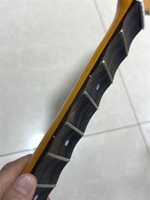 DIY Yellow Gloss Flame Full scalloped Big Head 22fret Guitar Neck 25.5" Rosewood