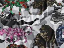 Camouflage Leopard Printed Cotton Fabric By The Yard