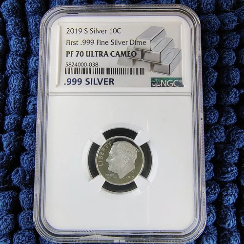 2019-S Proof Silver Roosevelt Dime - NGC PF 70 Ultra Cameo - First .999 Silver
