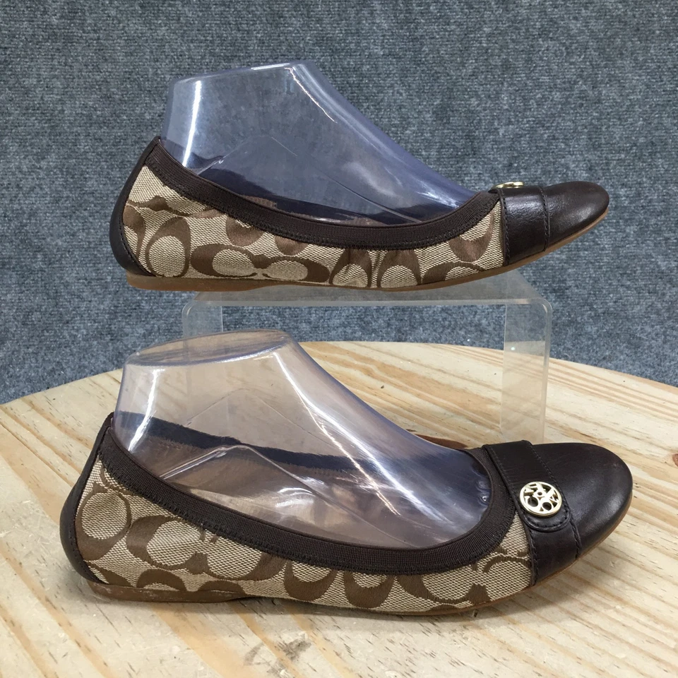 Zapatos Coach para mujer 8,5 Chelsey informales sin cordones de ballet planos de cuero marrón puntera Foto 2 de 4