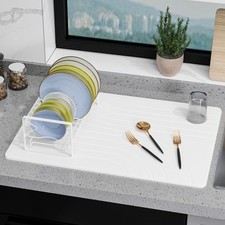 Vorisebo Large Stone Drying Mat for Kitchen Counter, 24" x 16" White