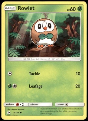 Rowlet 9/149 SM Base Set Regular MP