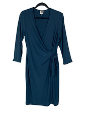 Anne Klein Women’s Size 10 Juniper Blue Green Stretch Wrap Dress New