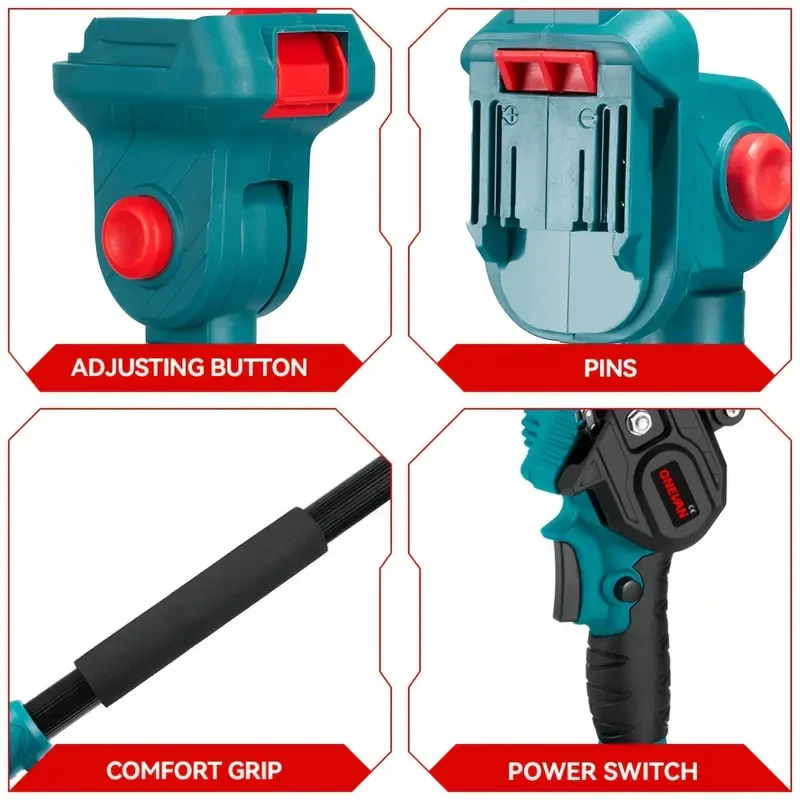 Kit Potatura 3 in 1 48V Brushless Mini Motosega + Cesoia + Asta Telescopica - Immagine 3 di 4