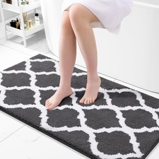 OLANLY 44x24" Microfiber Bath Rug: Soft, Absorbent, Non-Slip, Shaggy - Dark Grey