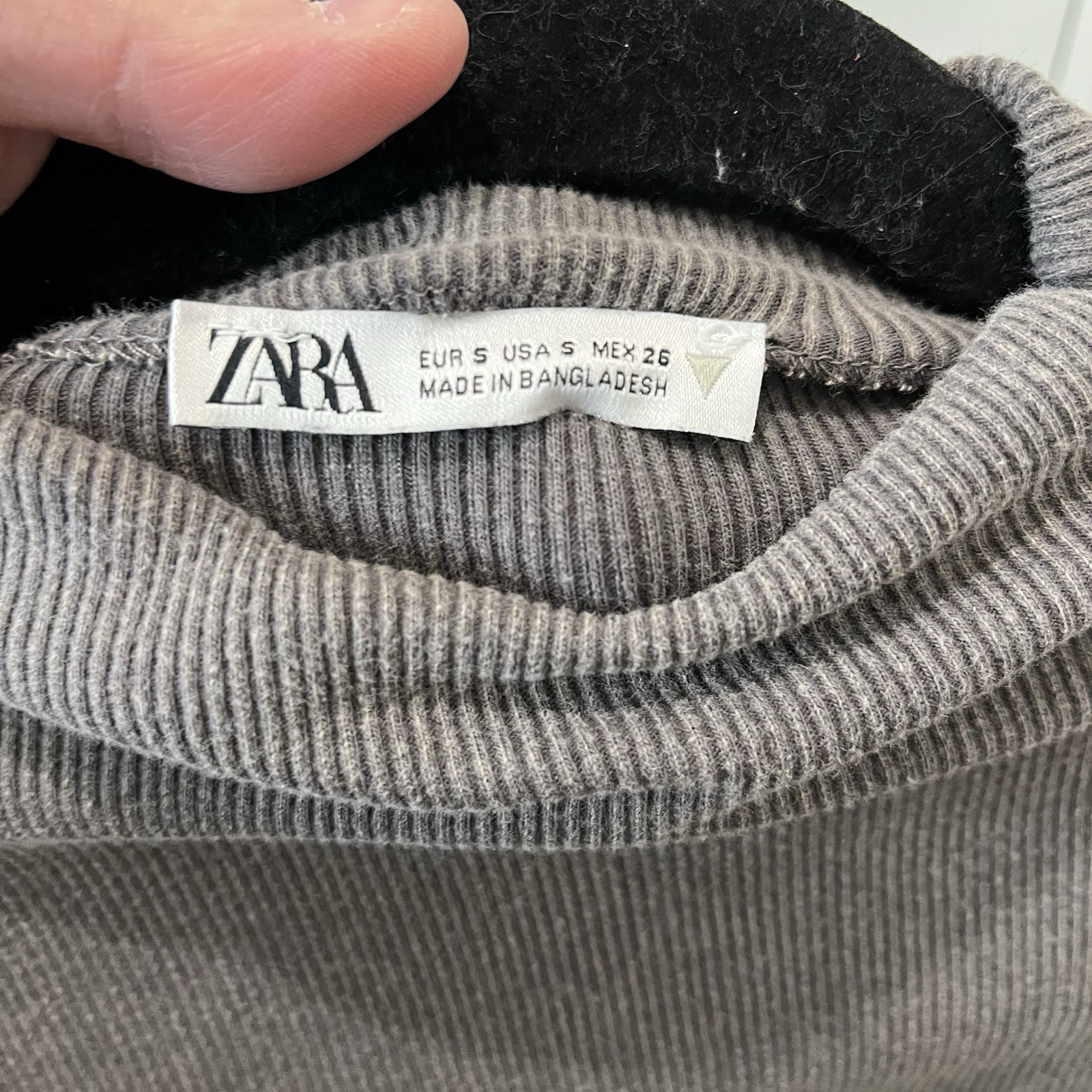 Zara Gray Ribbed Long Sleeve High Neck Bodycon Midi Dress Womens Size S thumbnail 5