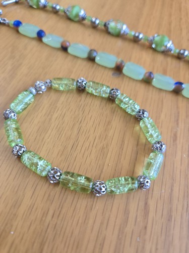 Splendido bracciale con perline in vetro verde fatto a mano lotto di 3 - Foto 2 di 5