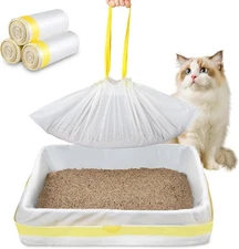 Jumbo Cat Litter Box Liners 37" x 18",30 Count 1 (Pack of 30), White 