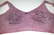 Cacique dark pink lace full coverage unlined wireless bra 38H