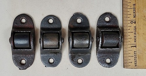 Antique Trunk Rollers (4) Iron Heavy Duty Steamer  Vintage Flush Mount