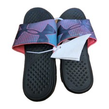 Youth Under Armour Slides Punk Teal Clack Sandals size 5Y NWT Pink Blue