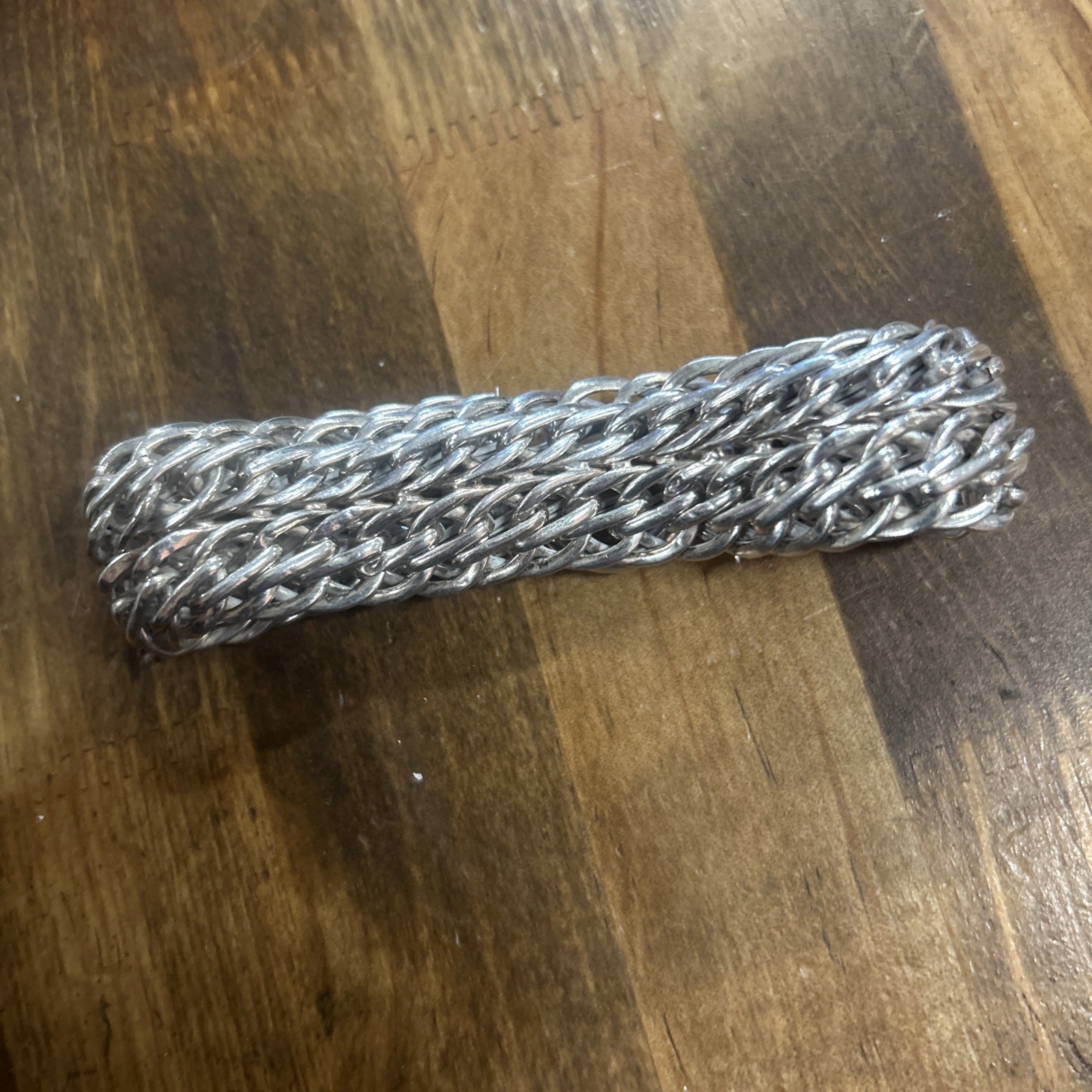 Unmarked 8” Sterling Silver Interlocking Woven Me… - image 2