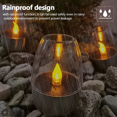 Solar Light Outdoor Garden LED Stainless Steel Candle Light Lawn Deck Night - Bild 8 von 25