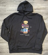 Polo Ralph Lauren Men  s Pullover Hoodie Black BEAR Holiday 2XLT NEW Free Ship