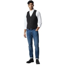 Alfani Mens Black Classic Fit V-Neck Sleeveless Vest XL Button Careercore Boho