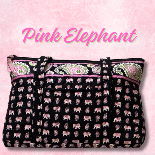 Vera Bradley Medium Tote – Pink Elephant – Retired Pattern – Quilted ...