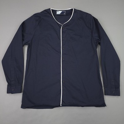 Kith X Stampd Shirt Mens XXL Blue Collarless Long Sleeve Button Up Casual