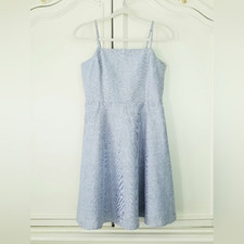 Gap Blue White Stripe Linen Blend Fit And Flare Cami Dress Small NWT