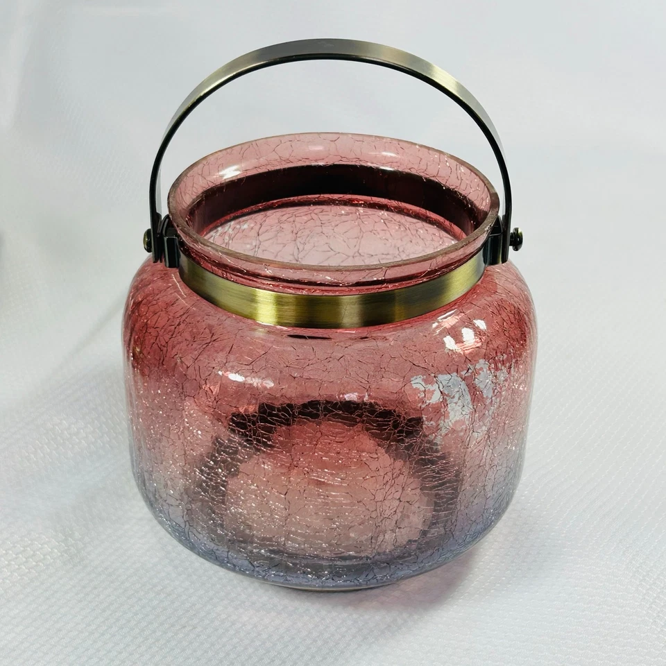 Tarro grande Yankee Candle Crackle Glass con base de luz de té nuevo con etiquetas Foto 2 de 4