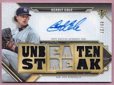 2021 TOPPS TRIPLE THREADS AUTOGRAPH RELICS #TTARGC1 GERRIT COLE #D 8/27 YANKEES