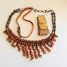 5 Vintage 80s-90S Concho Boho Belt Braided Cord Metal Disc Belts Festival Hippie