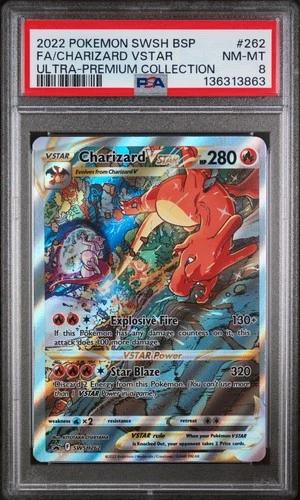 2022 POKEMON SWSH BLACK STAR PROMO #262 FULL ART/CHARIZARD VSTAR PSA 8