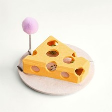 JoyFurEver Cat Ball Toy, Interactive Cheese Design, Yellow