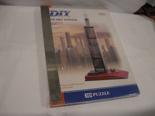 Sears Tower 3D Puzzle - 51 Piece - Over 24" Tall, NOS Sealed, Pre Willis Tower - Picture 8 of 9