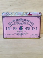 Vintage Floral Tea Tin with 40 English Breakfast Teabags Exp 1/28