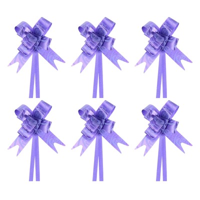 100Pcs 8'' Pull Bows Ribbon Gift Wrapping String Rose Pattern Bow Tie Purple