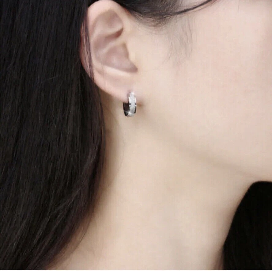 Pendientes de aro Huggie oro plata acero inoxidable hombres mujeres - par Foto 4 de 4