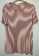 Active Basic Women's Short Sleeve Crew Neck Stripped Stretch Tee Size M