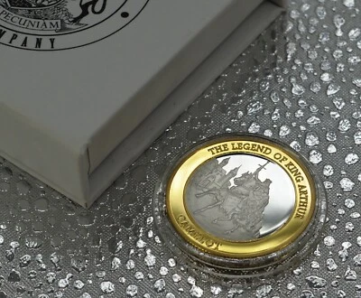 KING ARTHUR Silver & 24ct Gold Commemorative in Presentation/Gift Box EXCALIBUR